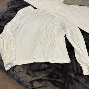 White Balloon Sleeve Top